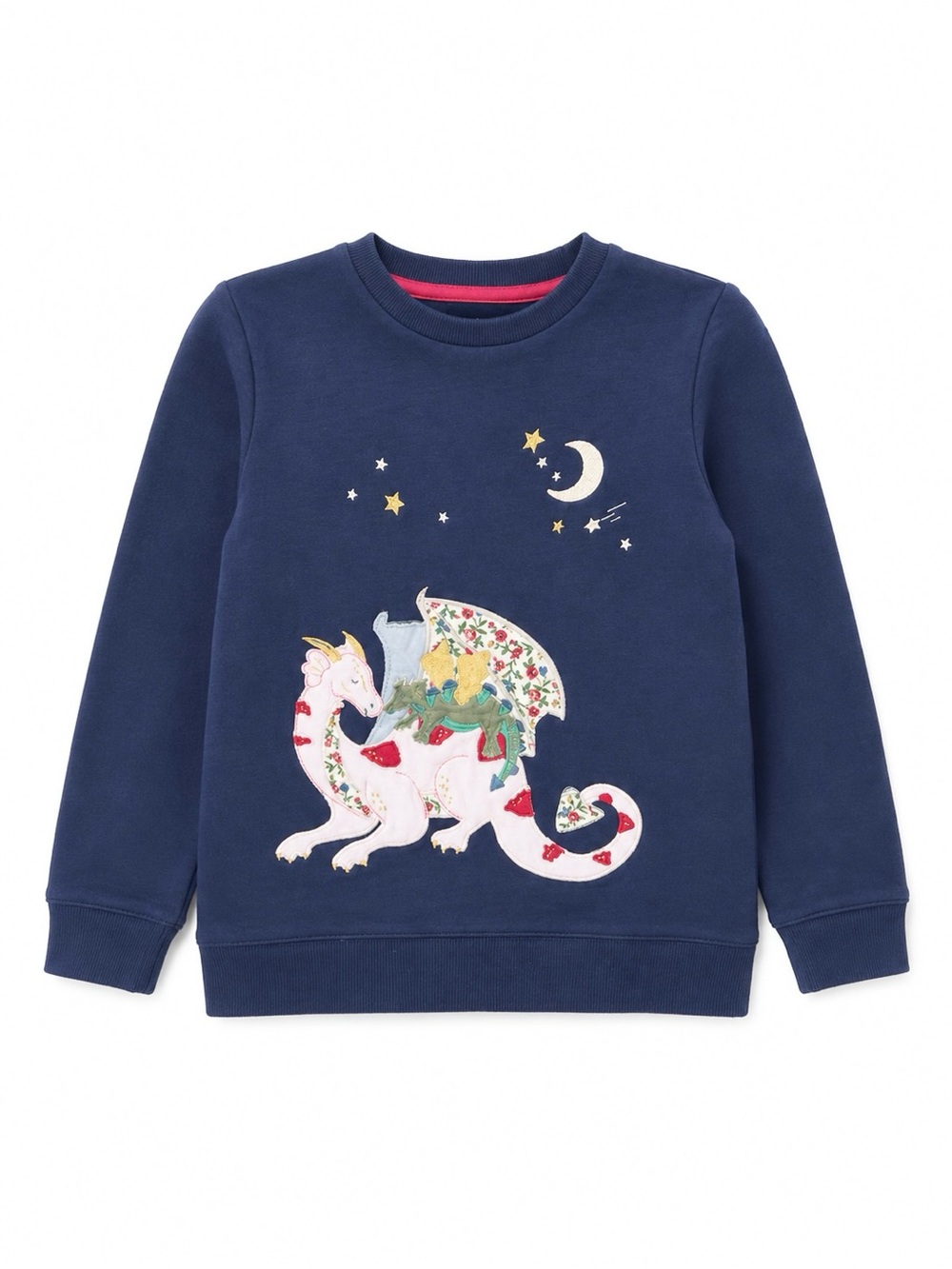Mini Boden Dragon Appliqué Sweatshirt Navy Blue Girls Size 9-10Y
